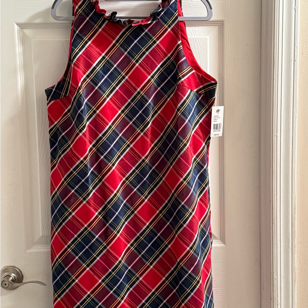 Crown & Ivy Red And Blue Plaid Midi Dress